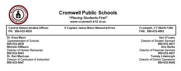 ECS/WIS 1/2 Day Wednesday Letter