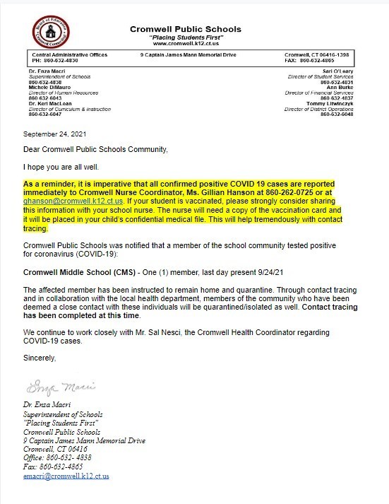 CPS Update Covid Letter 9-24-21
