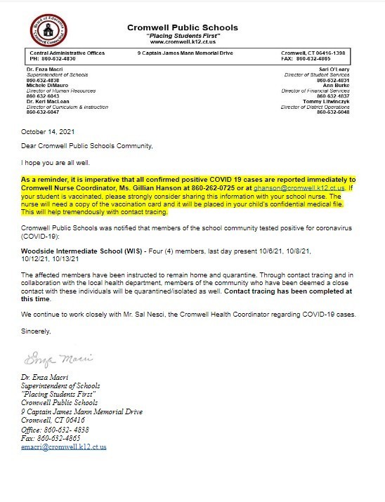 CPS Update Covid Letter 10-14-21