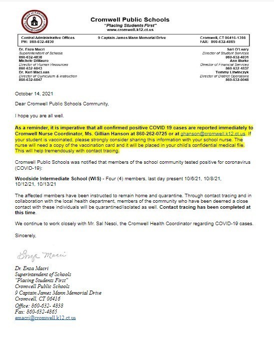 CPS Update Covid Letter 10-14-21
