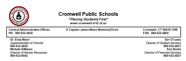 3/11/2020 Cromwell Public Schools’ response to COVID-19
